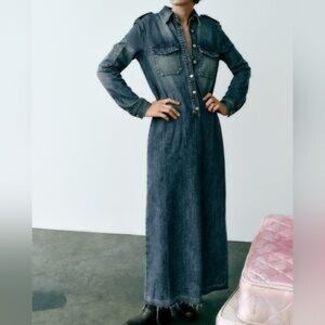 ZARA Long-Sleeve Denim Dress | Size XS | New with Tags 💗